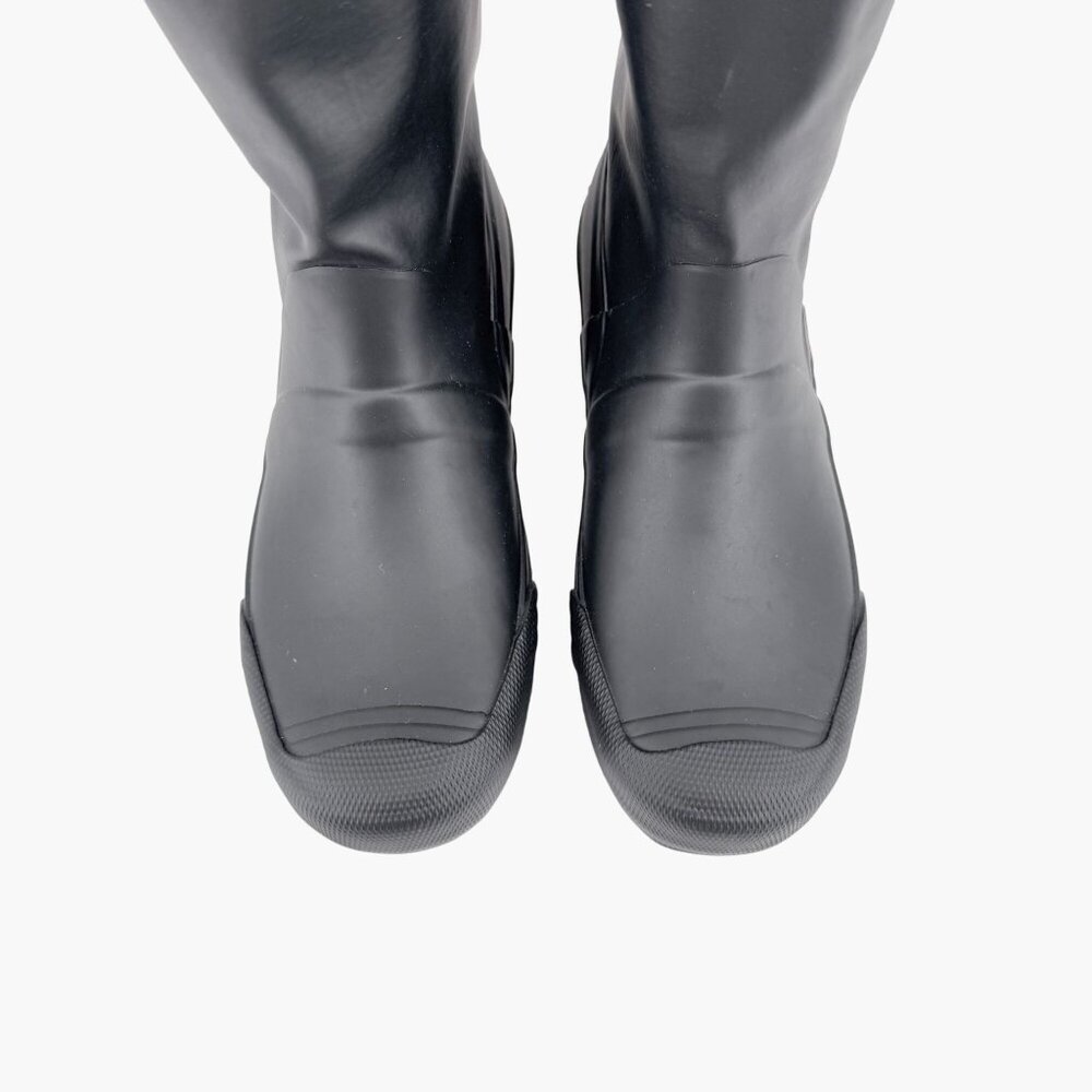 Burberry Freddie Over The Knee Rain Boots EU 37 US 7 Black Rubber Beige Check - Picture 5 of 16